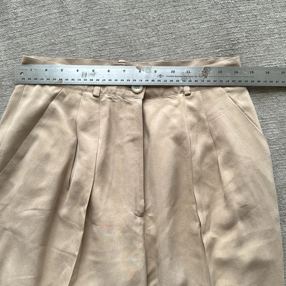 Nordstrom Preview Collection Tan sandwashed 100% silk trousers 10 - Picture 8 of 14